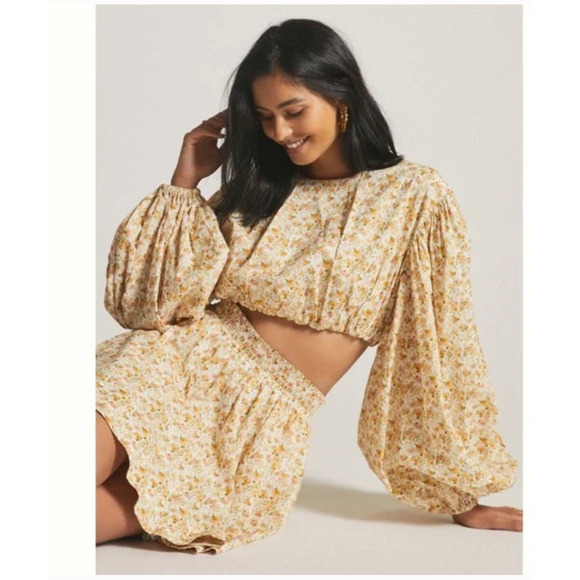 Significant Other Set Rosalie Floral Puff Sleeve Top & Skirt Dress US 12 - Picture 1 of 16